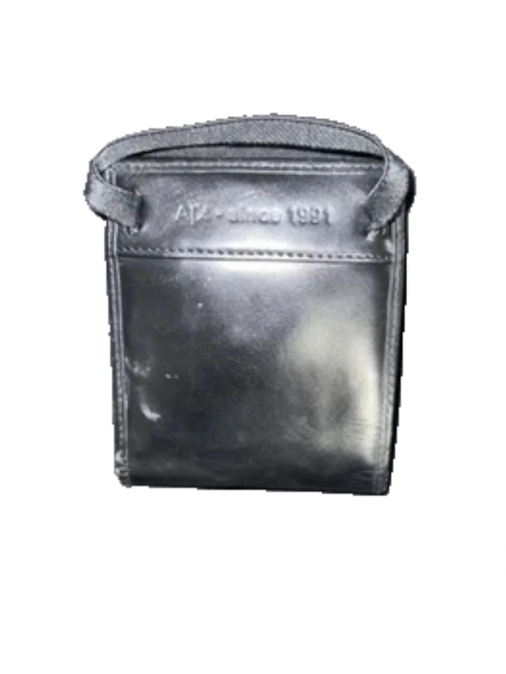 Armani Exchange Black Leather Wallet with Branded Strap